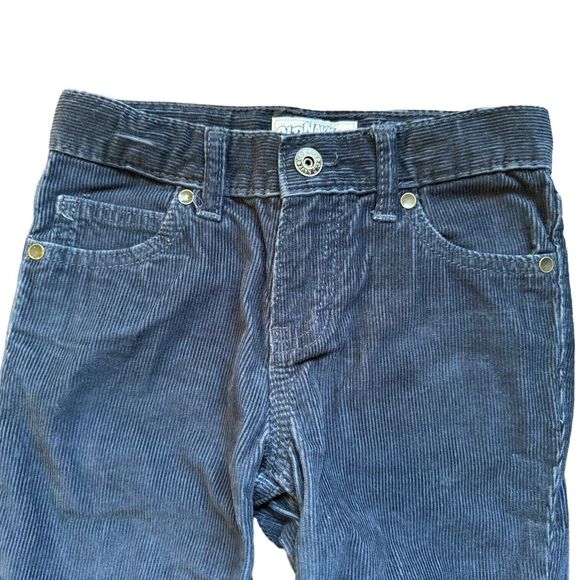 Old Navy Corduroy Boys Pants Size 7 Reg Slim Straight Dark Blue Adjustable Waist - Picture 3 of 5